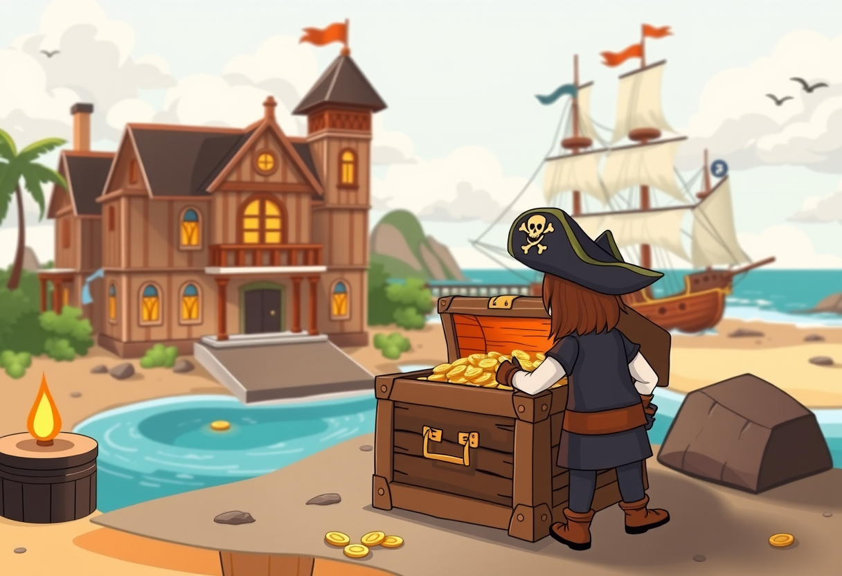 Piraat die kijkt naar een schoolgebouw