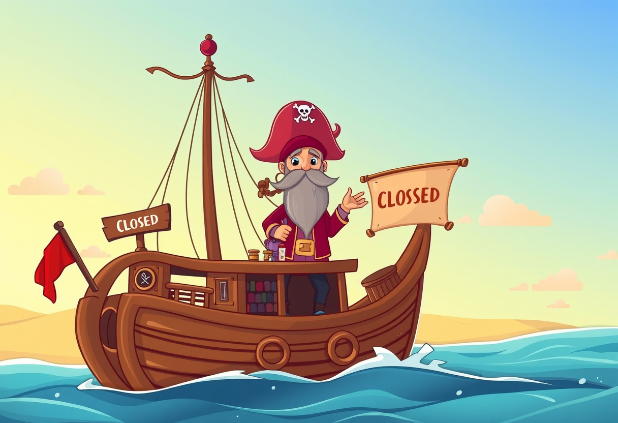 Piraat op een gesloten schip.