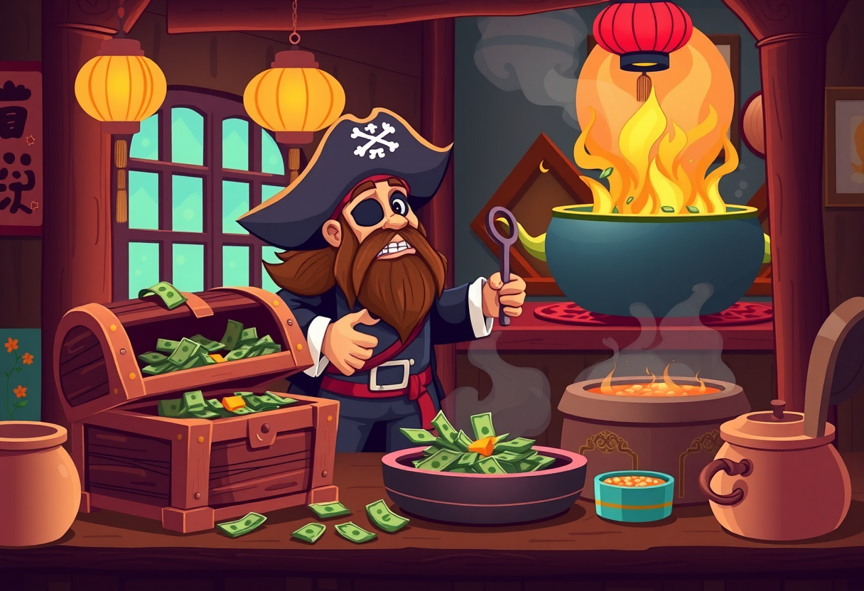 Een piraat in een chinees restaurant