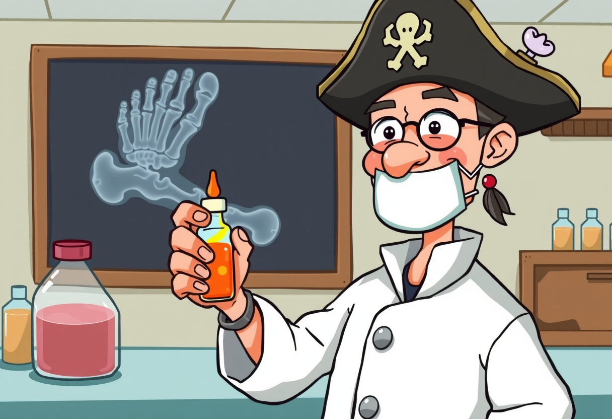Een chineze chirurg die lijm heeft ontworpen voor botbreuken in piratenstijl