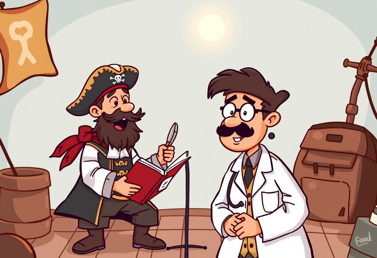 Een piraat die eem stembandoperatie heeft ondergaan