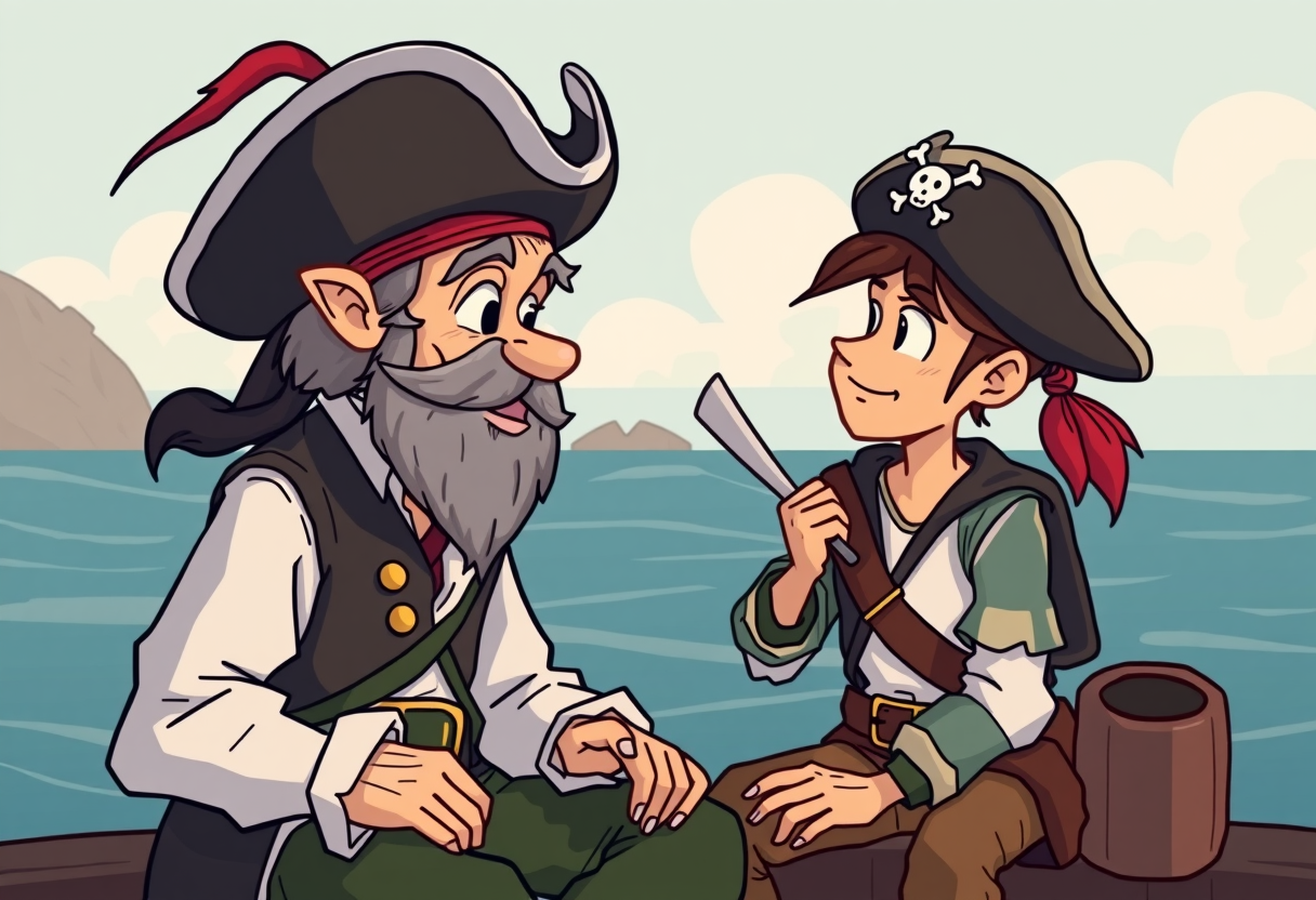 Een jonge en oude piraat