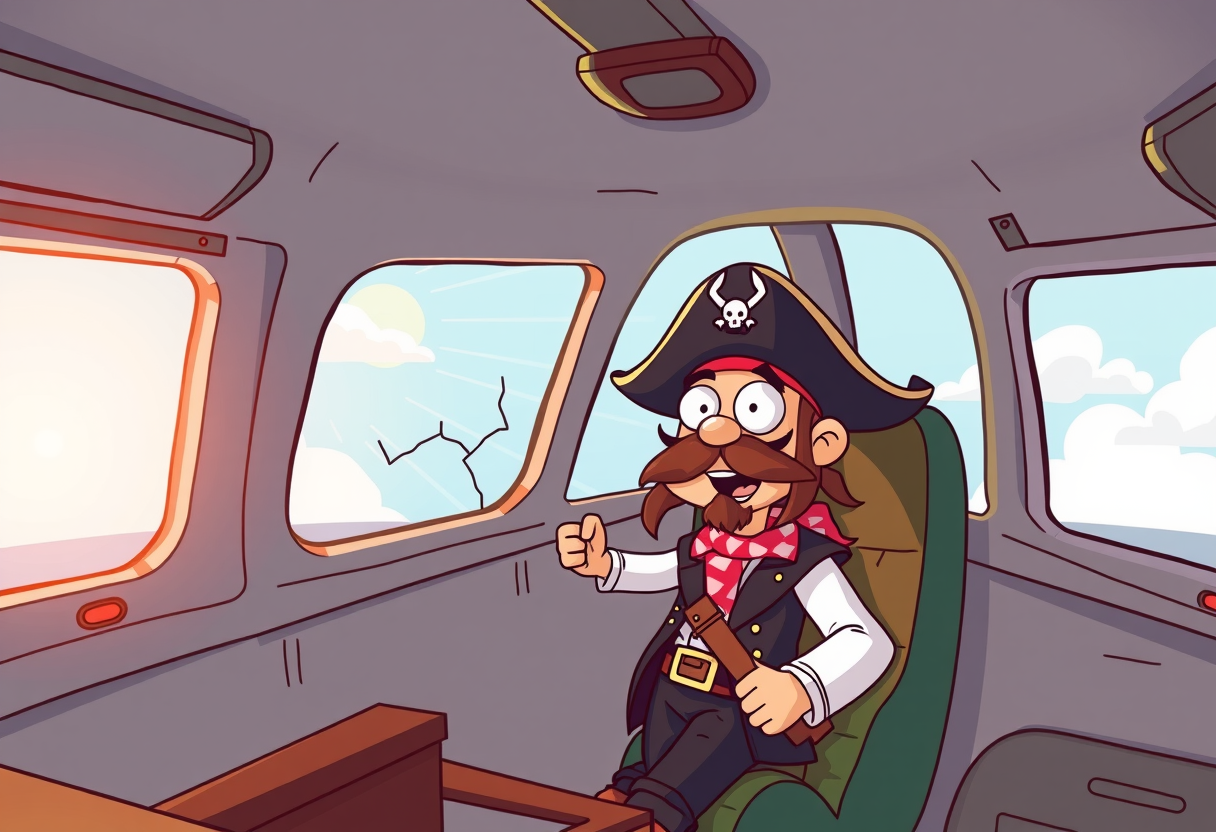 Een piloot in piratenstijl