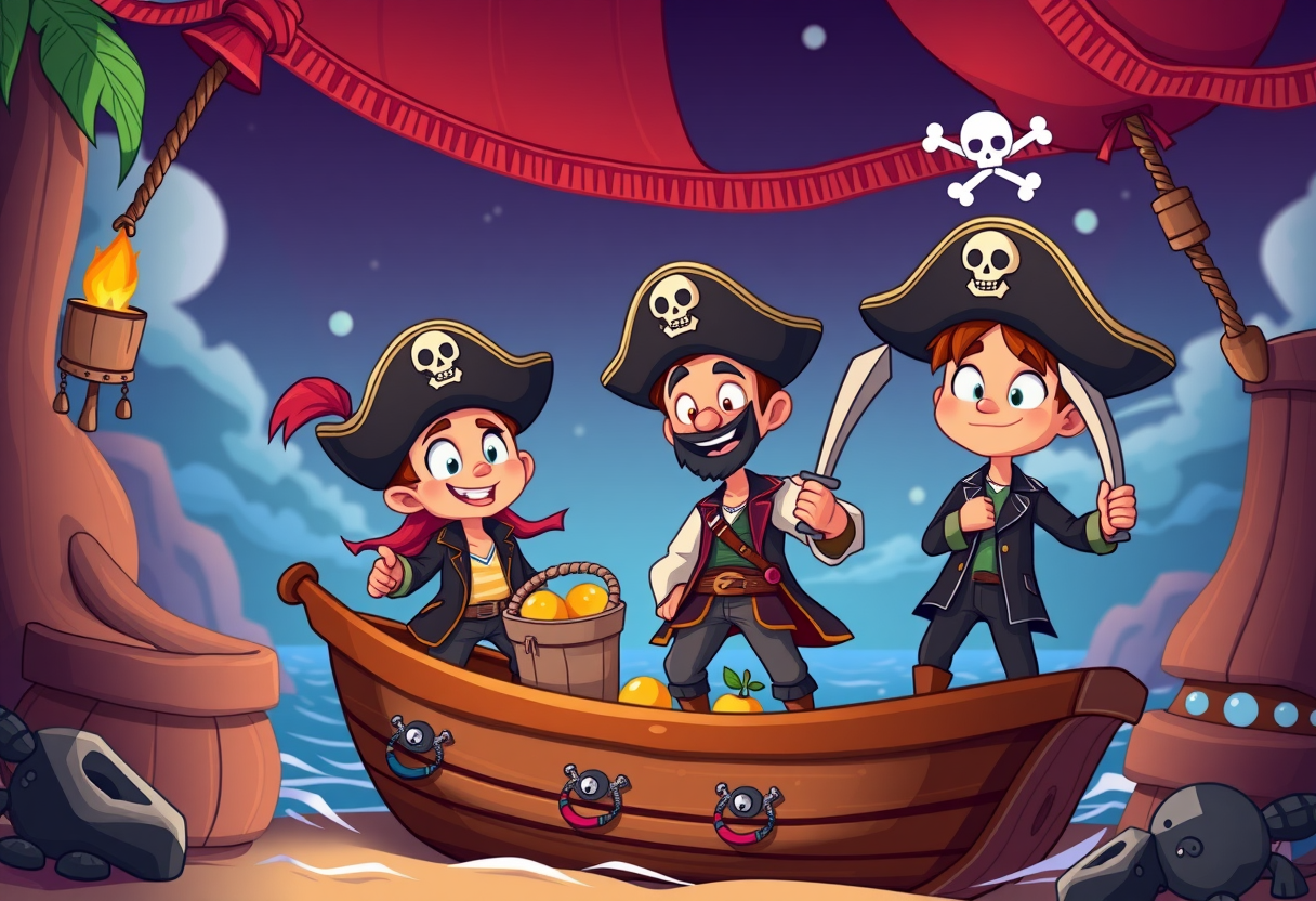 Een goep jonge piraten