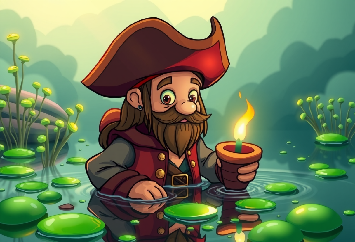 Een piraat in het water