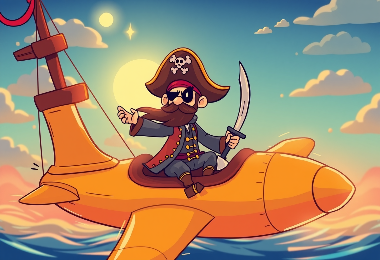 Een piraat in een vliegtuig